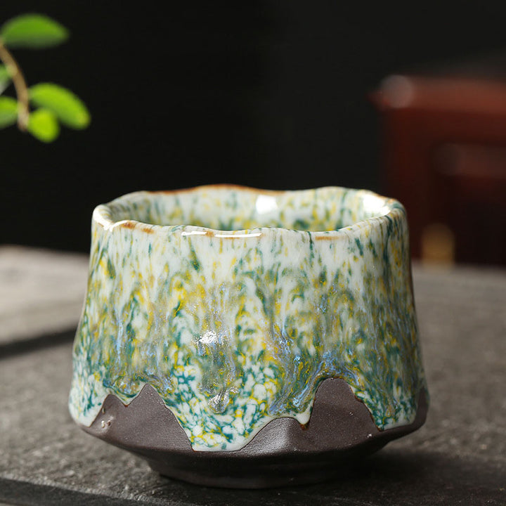Tazza da tè in ceramica arancione rossa verde gialla Buddha Stones Kung Fu Tea Cup