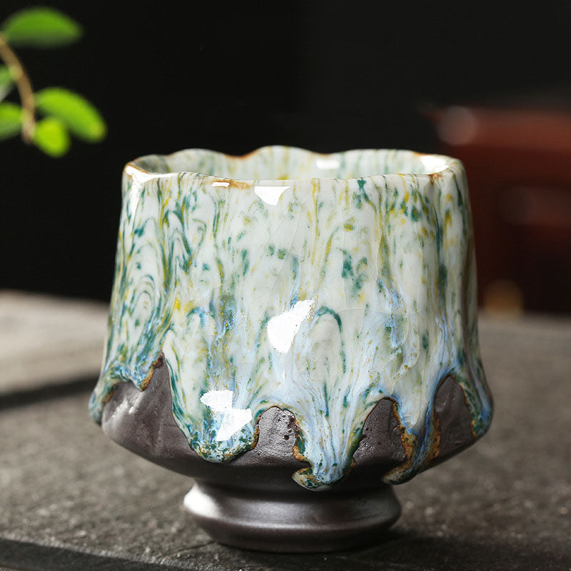 Tazza da tè in ceramica arancione rossa verde gialla Buddha Stones Kung Fu Tea Cup