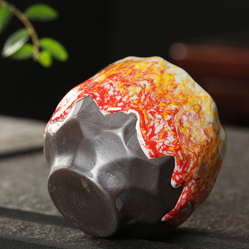 Tazza da tè in ceramica arancione rossa verde gialla Buddha Stones Kung Fu Tea Cup