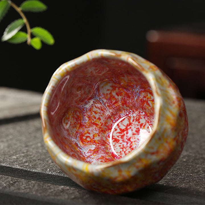 Tazza da tè in ceramica arancione rossa verde gialla Buddha Stones Kung Fu Tea Cup