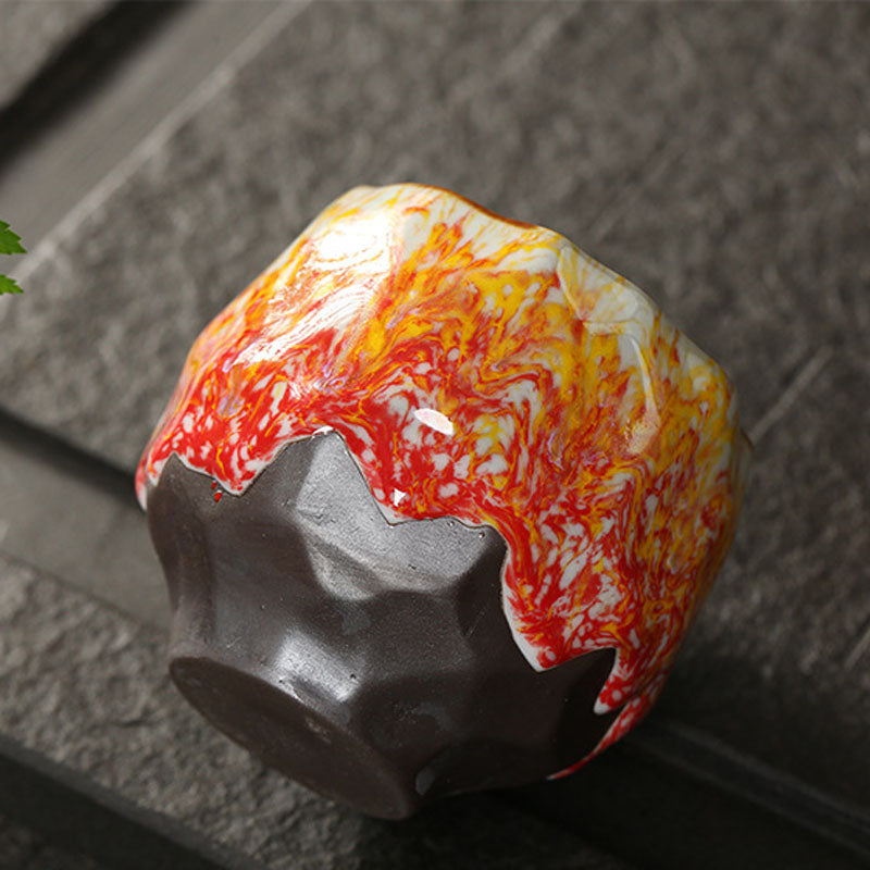 Tazza da tè in ceramica arancione rossa verde gialla Buddha Stones Kung Fu Tea Cup