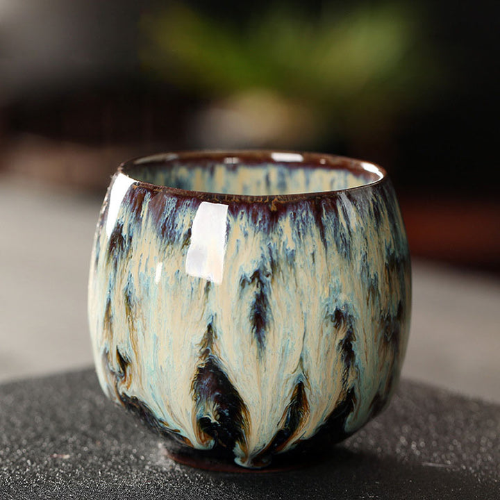 Buddha Stones Semplice multicolore Forno Cambiamento Cinese Jianzhan Tazza da tè in ceramica Kung Fu Tazza da tè 110ml
