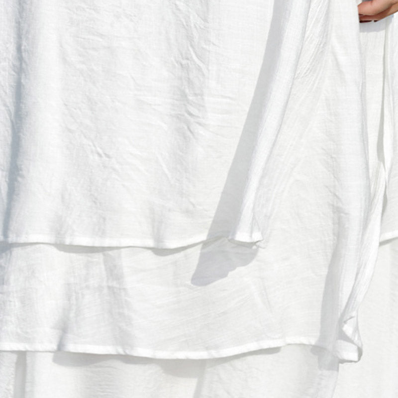 Buddha Stones 2 pezzi bianco Tai Chi Meditazione Yoga Zen Cotone Lino Abbigliamento Top Pantaloni Set da donna - image 9