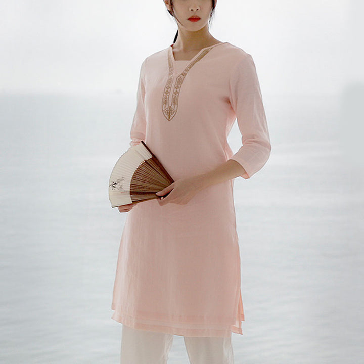 Buddha Stones 2 pezzi Tai Chi Meditazione Yoga Cotone Abbigliamento Top Pantaloni Set da donna - image 14