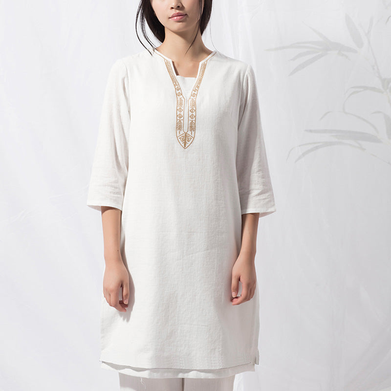 Buddha Stones 2 pezzi Tai Chi Meditazione Yoga Cotone Abbigliamento Top Pantaloni Set da donna - image 9