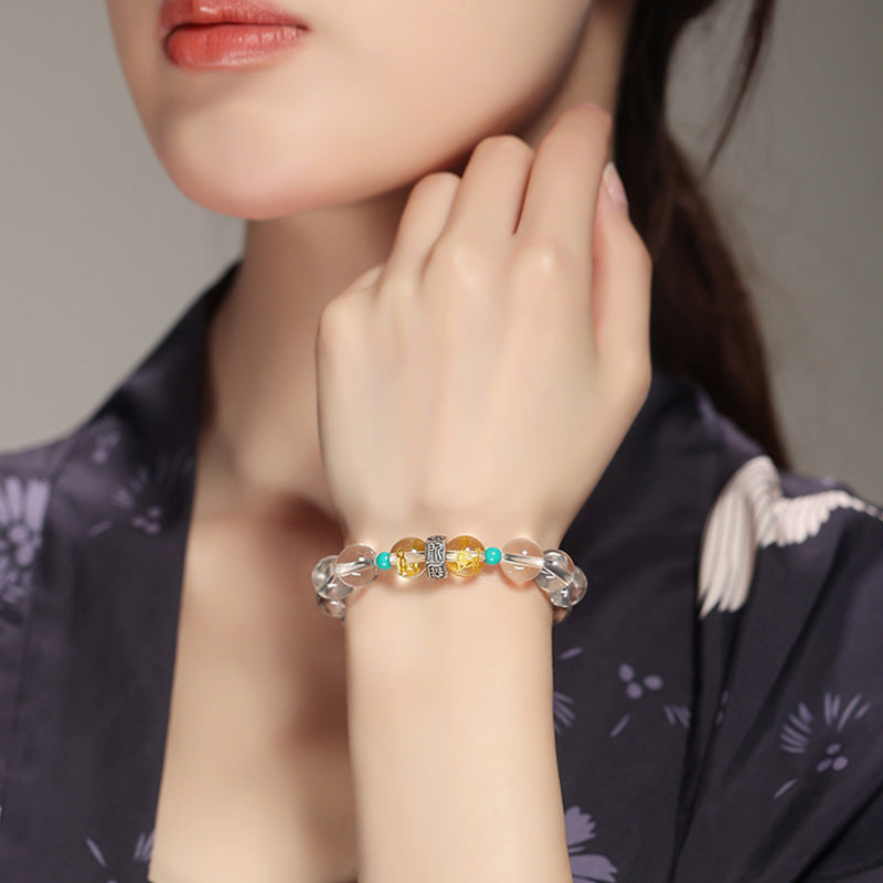 Buddha Stones 925 Sterling Silver Zodiaco cinese Buddha natale Gruppi di buon auspicio Cristallo bianco Braccialetto di guarigione in giada di Hetian - image 10