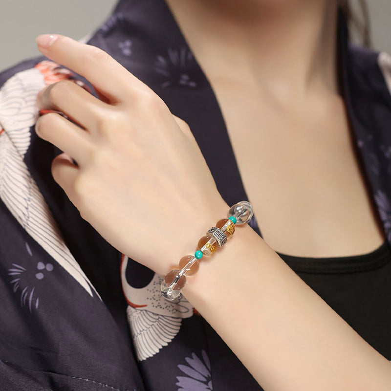 Buddha Stones 925 Sterling Silver Zodiaco cinese Buddha natale Gruppi di buon auspicio Cristallo bianco Braccialetto di guarigione in giada di Hetian - image 9