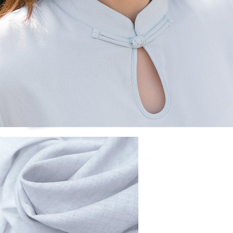 Buddha Stones 2 pezzi modello loto Tai Chi Meditazione Yoga Cotone Lino Abbigliamento Top Pantaloni Set da donna - image 11