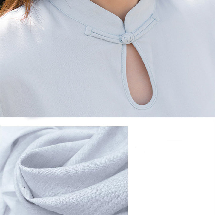 Buddha Stones 2 pezzi modello loto Tai Chi Meditazione Yoga Cotone Lino Abbigliamento Top Pantaloni Set da donna - image 11