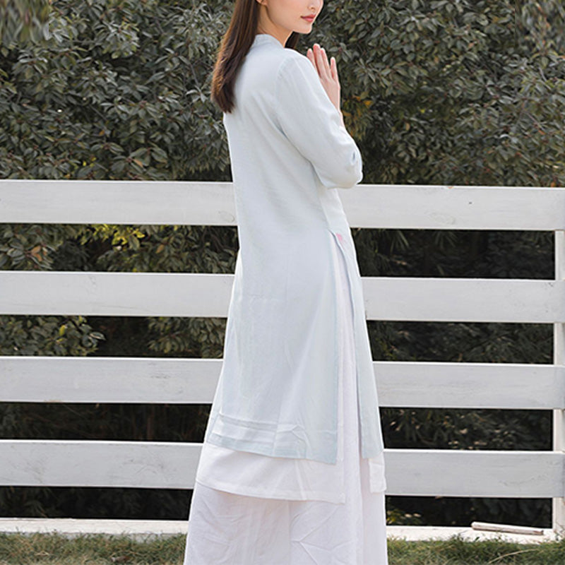 Buddha Stones 2 pezzi modello loto Tai Chi Meditazione Yoga Cotone Lino Abbigliamento Top Pantaloni Set da donna - image 8