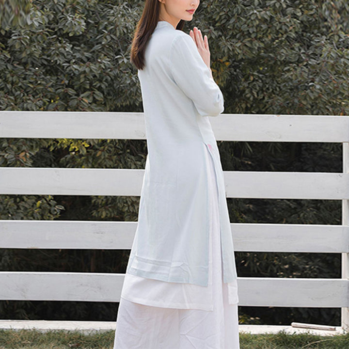 Buddha Stones 2 pezzi modello loto Tai Chi Meditazione Yoga Cotone Lino Abbigliamento Top Pantaloni Set da donna - image 8