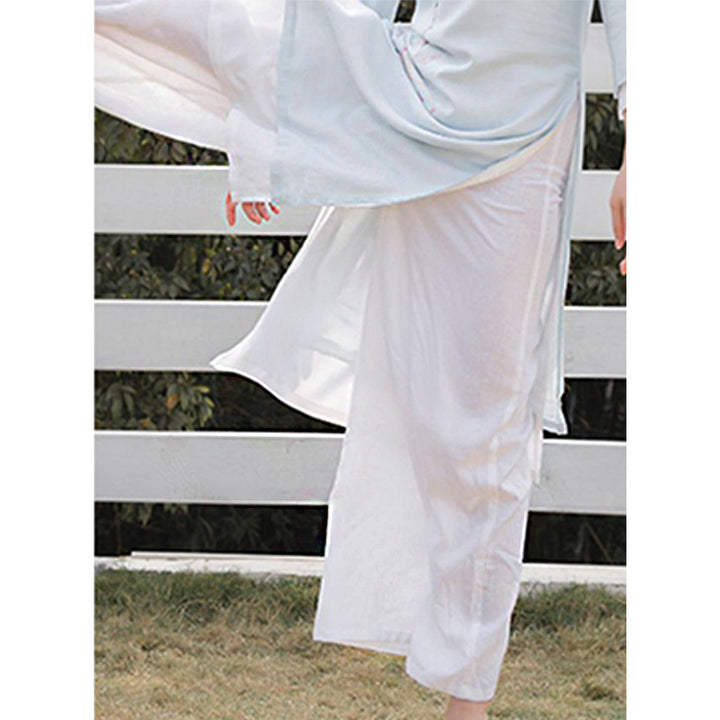 Buddha Stones 2 pezzi modello loto Tai Chi Meditazione Yoga Cotone Lino Abbigliamento Top Pantaloni Set da donna - image 14