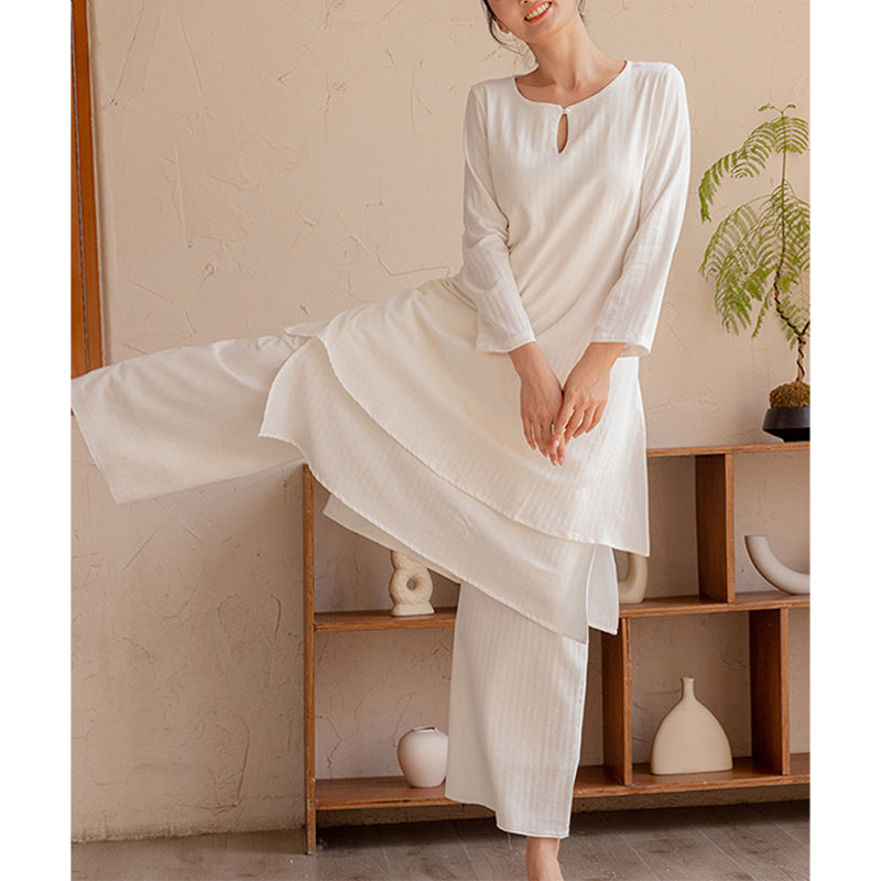 Buddha Stones 2 pezzi Design semplice Tai Chi Meditazione Yoga Abbigliamento Top Pantaloni Set da donna - image 9