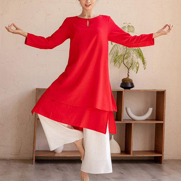 Buddha Stones 2 pezzi Design semplice Tai Chi Meditazione Yoga Abbigliamento Top Pantaloni Set da donna - image 12