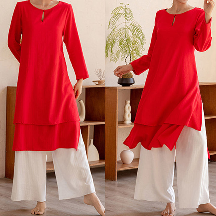 Buddha Stones 2 pezzi Design semplice Tai Chi Meditazione Yoga Abbigliamento Top Pantaloni Set da donna - image 18