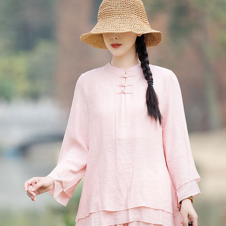 Buddha Stones 2 pezzi design semplice top pantaloni meditazione yoga zen tai chi cotone lino abbigliamento donna set - image 13