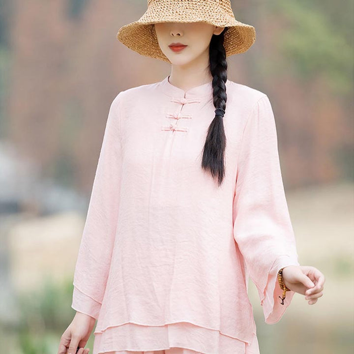 Buddha Stones 2 pezzi design semplice top pantaloni meditazione yoga zen tai chi cotone lino abbigliamento donna set - image 5