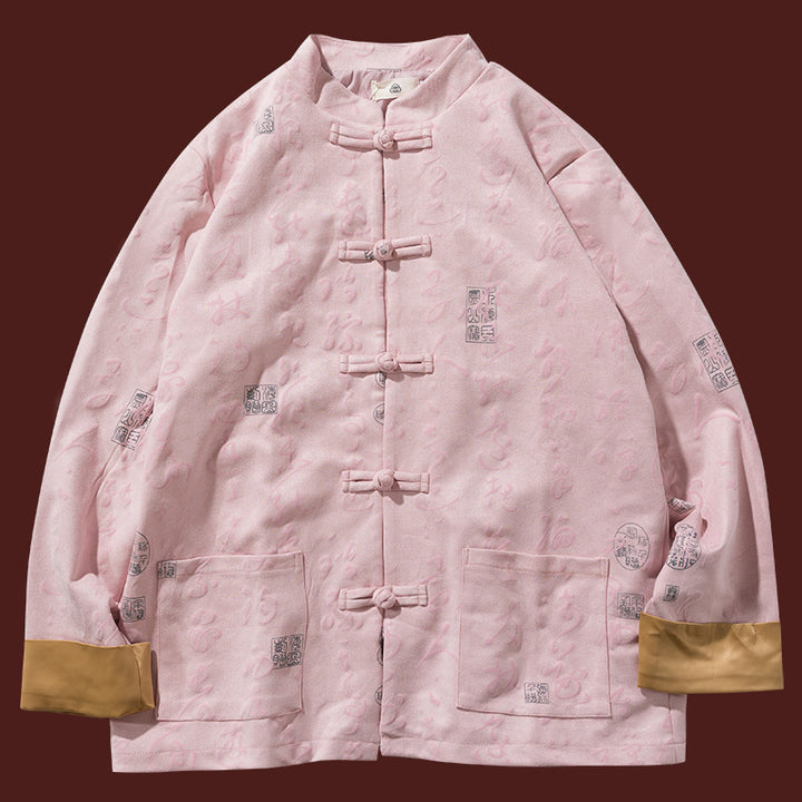 Buddha Stones Cinese Calligrafia Abbigliamento Giacca Cappotto Tang Suit Uomo Abbigliamento - image 12