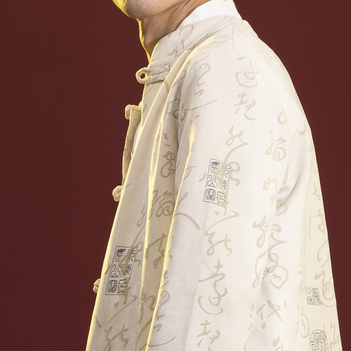 Buddha Stones Cinese Calligrafia Abbigliamento Giacca Cappotto Tang Suit Uomo Abbigliamento - image 8