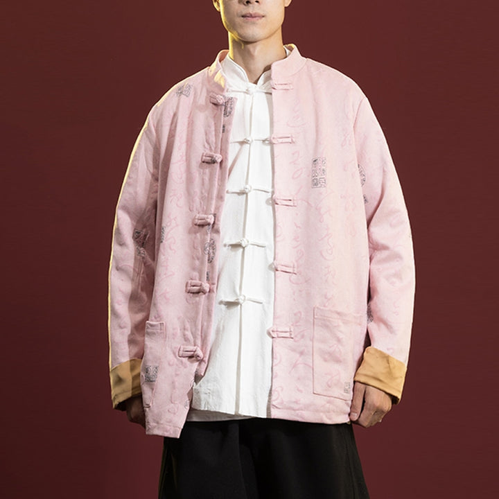 Buddha Stones Cinese Calligrafia Abbigliamento Giacca Cappotto Tang Suit Uomo Abbigliamento - image 17