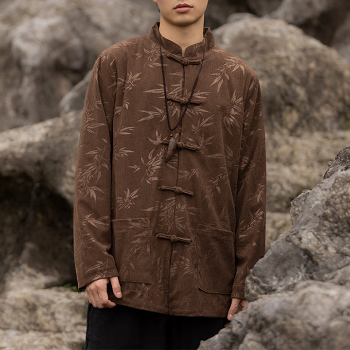 Buddha Stones Bamboo Leaves Abbigliamento Cinese Tang Suit Giacca Cappotto Uomo Abbigliamento