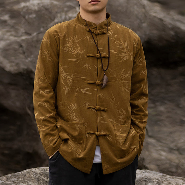Buddha Stones Bamboo Leaves Abbigliamento Cinese Tang Suit Giacca Cappotto Uomo Abbigliamento - image 1