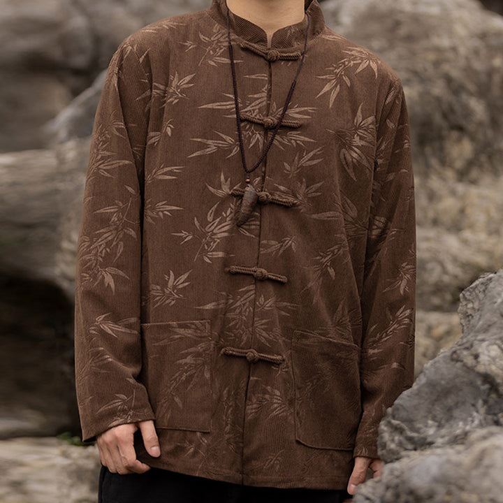 Buddha Stones Bamboo Leaves Abbigliamento Cinese Tang Suit Giacca Cappotto Uomo Abbigliamento