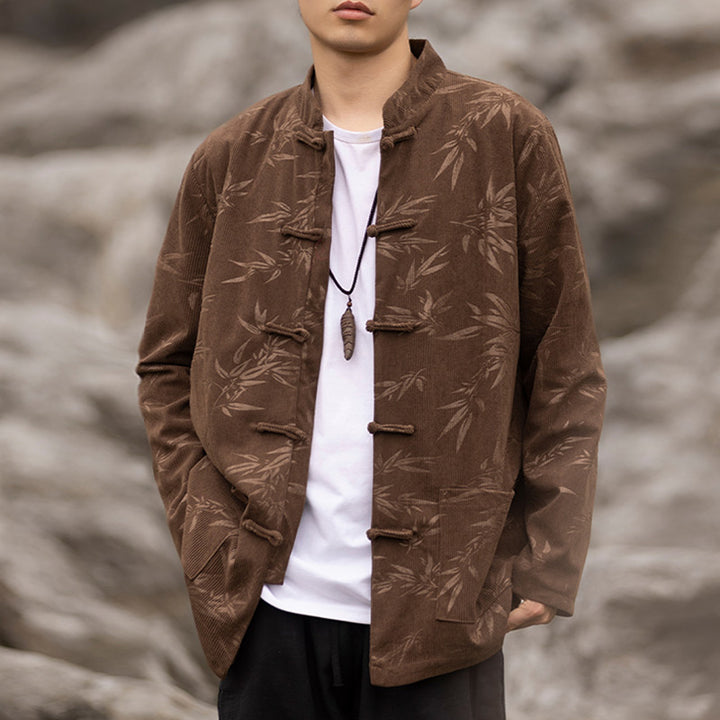 Buddha Stones Bamboo Leaves Abbigliamento Cinese Tang Suit Giacca Cappotto Uomo Abbigliamento