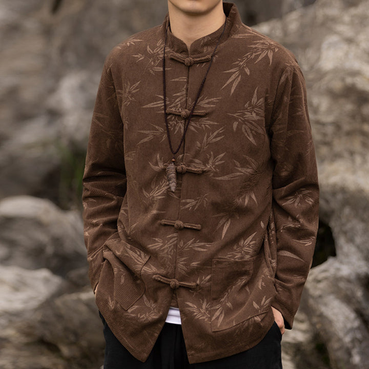 Buddha Stones Bamboo Leaves Abbigliamento Cinese Tang Suit Giacca Cappotto Uomo Abbigliamento