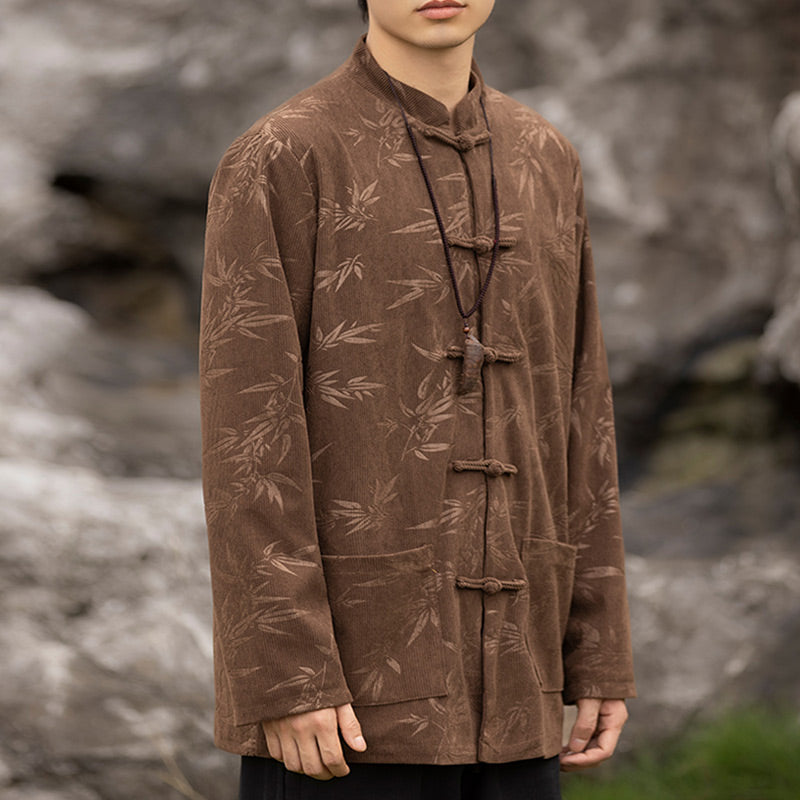 Buddha Stones Bamboo Leaves Abbigliamento Cinese Tang Suit Giacca Cappotto Uomo Abbigliamento - image 13