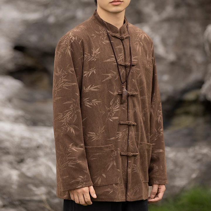 Buddha Stones Bamboo Leaves Abbigliamento Cinese Tang Suit Giacca Cappotto Uomo Abbigliamento - image 13