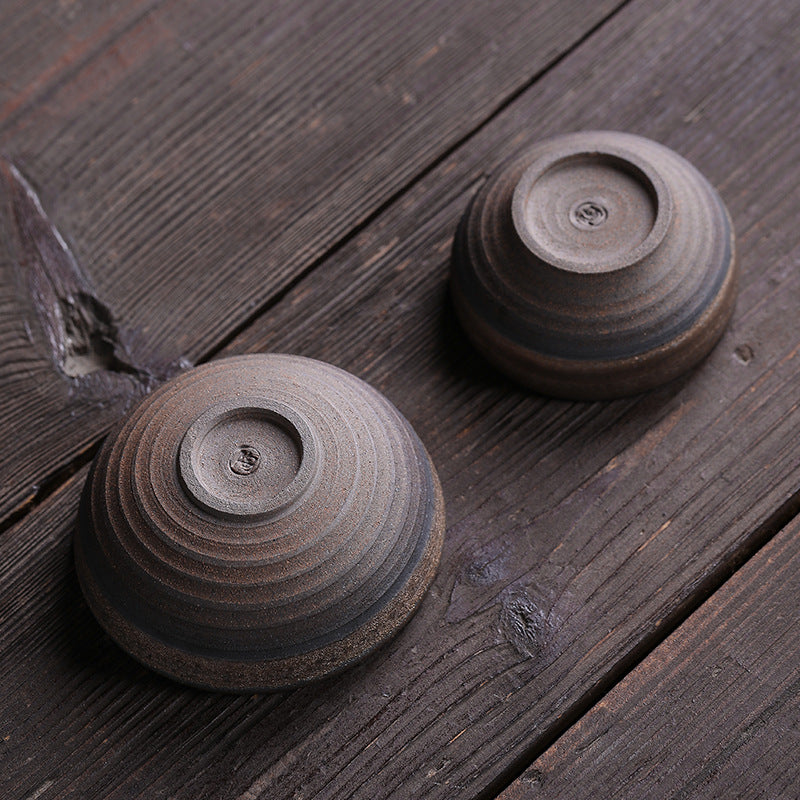 Tazza da tè in ceramica con trama a strisce marroni semplici Buddha Stones Kung Fu Tea Cup Bowl