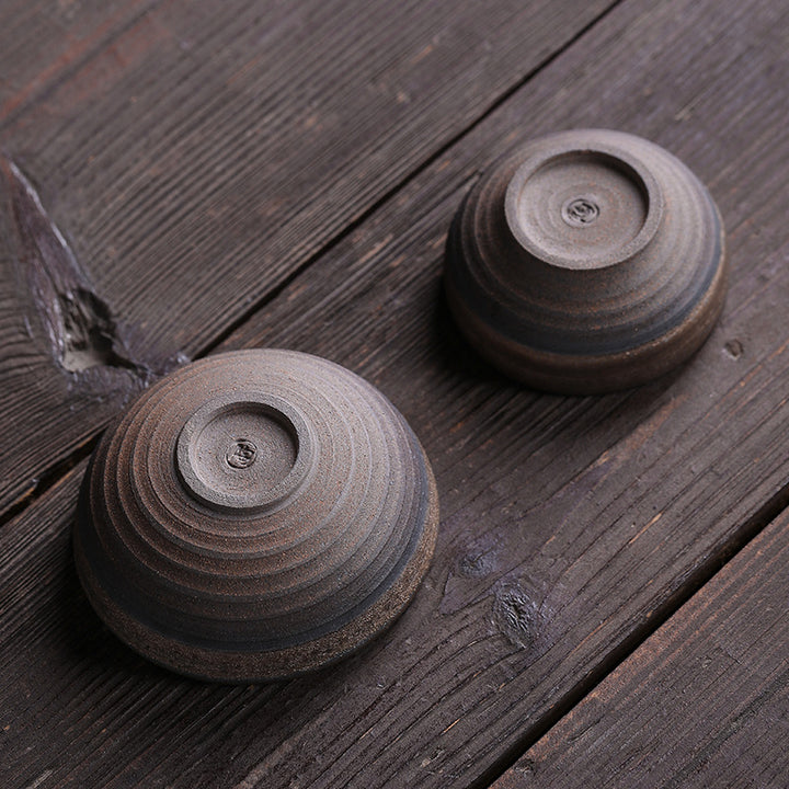 Tazza da tè in ceramica con trama a strisce marroni semplici Buddha Stones Kung Fu Tea Cup Bowl