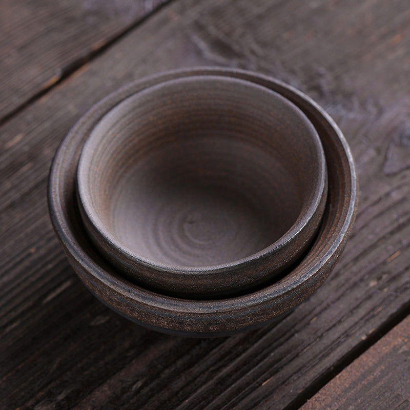 Tazza da tè in ceramica con trama a strisce marroni semplici Buddha Stones Kung Fu Tea Cup Bowl