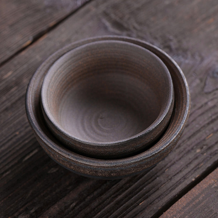Tazza da tè in ceramica con trama a strisce marroni semplici Buddha Stones Kung Fu Tea Cup Bowl