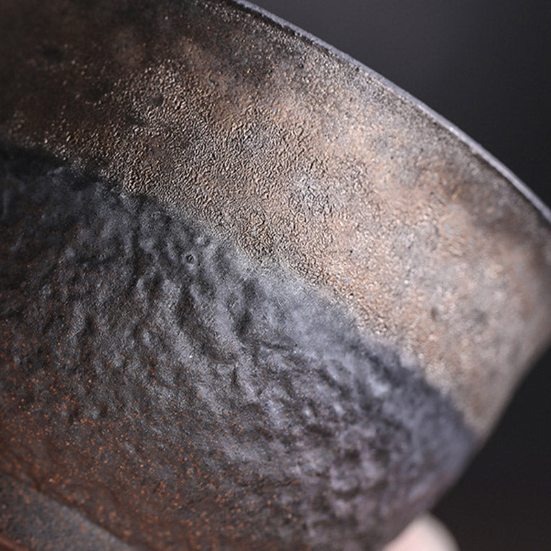 Tazza da tè in ceramica con trama a strisce marroni semplici Buddha Stones Kung Fu Tea Cup Bowl