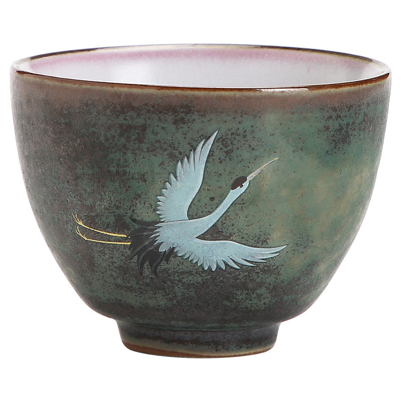 Tazza da tè in ceramica con gru di buon auspicio , Buddha Stones, tazza da tè Kung Fu