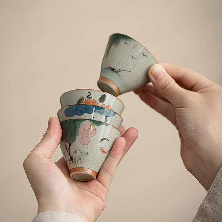 Buddha Stones Cachi Barca Koi Pesce Loto Tazza da tè in ceramica Kung Fu Tazza da tè 50ml