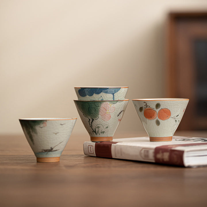 Buddha Stones Cachi Barca Koi Pesce Loto Tazza da tè in ceramica Kung Fu Tazza da tè 50ml