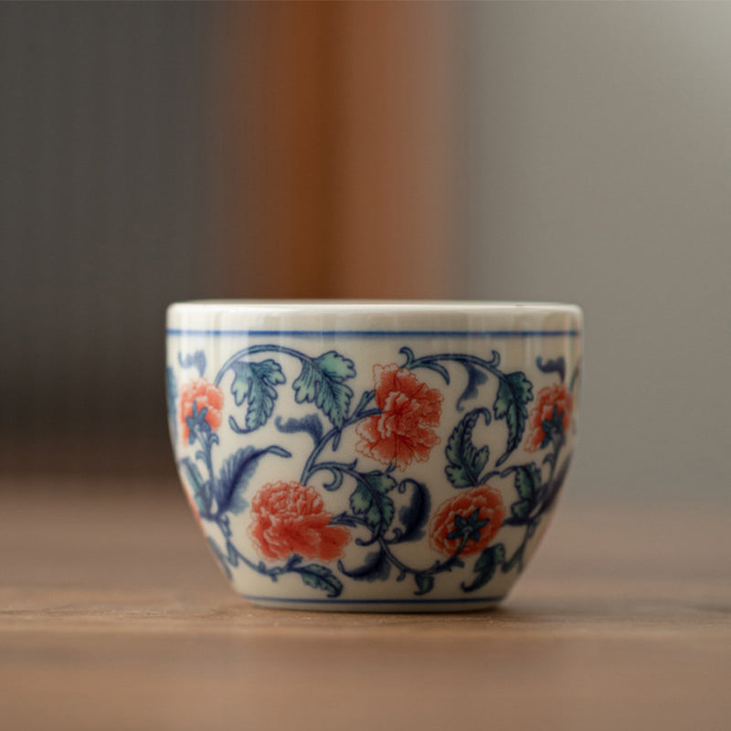 Buddha Stones Koi Fish Arowana Peonia Girasole Tazza da tè in ceramica Tazza da tè Kung Fu 60ml