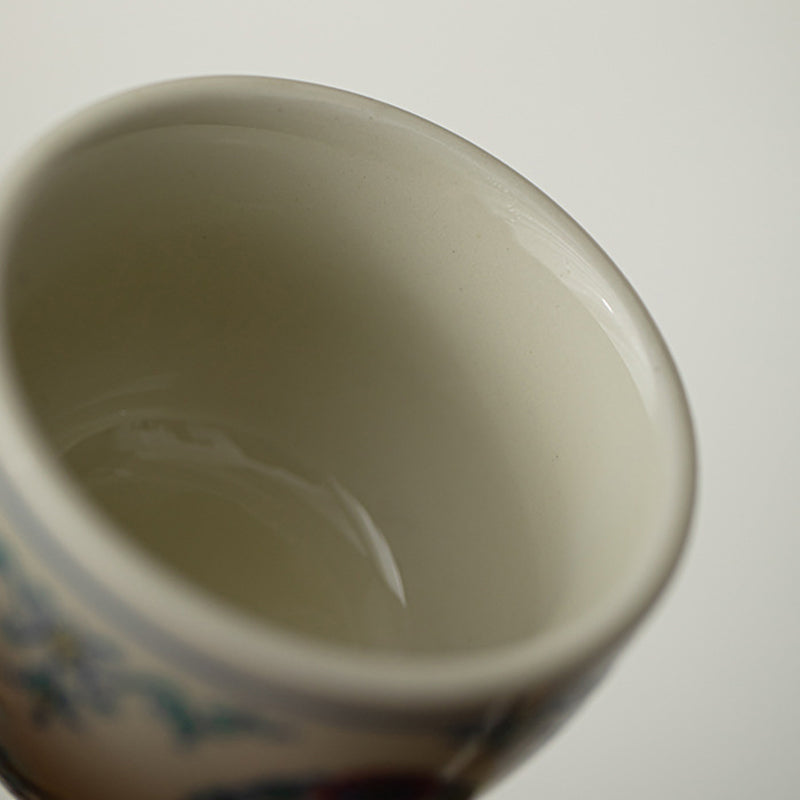 Buddha Stones Koi Fish Arowana Peonia Girasole Tazza da tè in ceramica Tazza da tè Kung Fu 60ml
