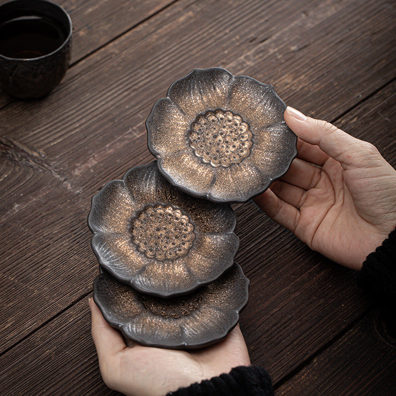 Buddha Stones Vintage Lotus Flower Ceramica Tazza Sottobicchiere Tazza da Tè Kung Fu Tappetino da Tè - image 0