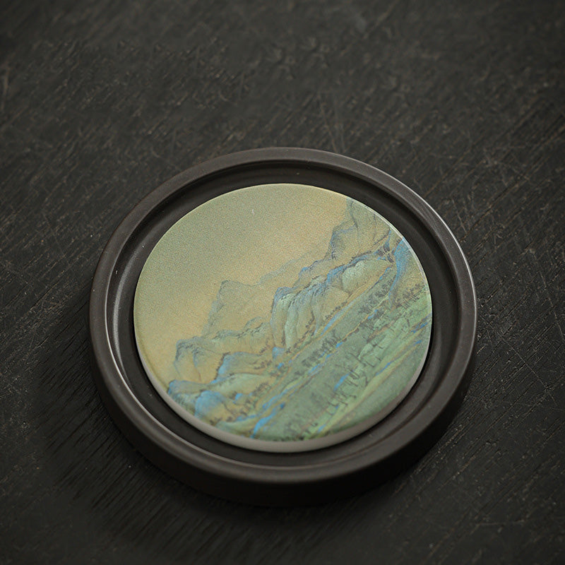 Buddha Stones Plum Blossom Peach Heart Sutra Nespolo Giapponese Magnolia Cachi Ceramic Cup Mat Pad Coaster Kung Fu Tea Mat