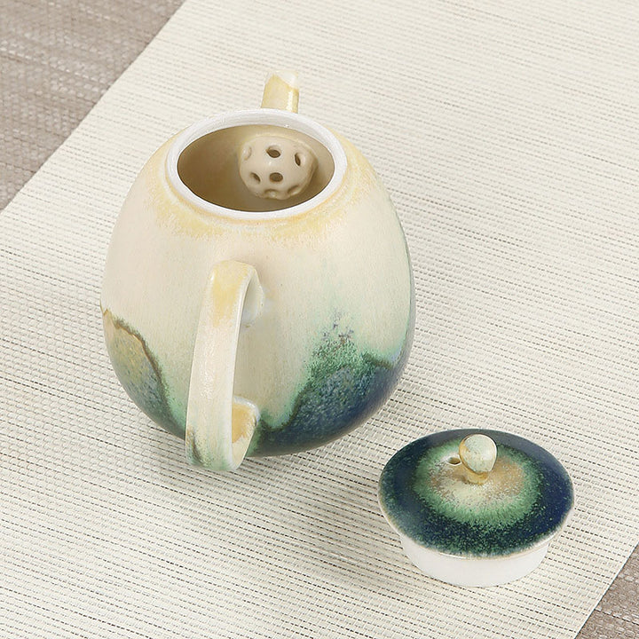 Buddha Stones Verde Beige Cinese Gongfu Tè Ceramica Kung Fu Teiera 230ml - image 3