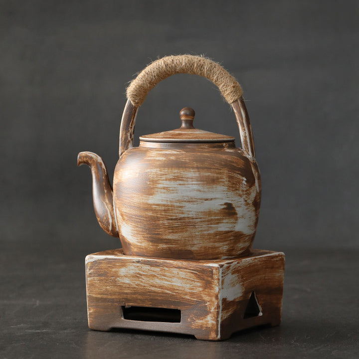 Buddha Stones Retro Brown Chinese Gongfu Tea Teiera in ceramica Kung Fu 700ml con base
