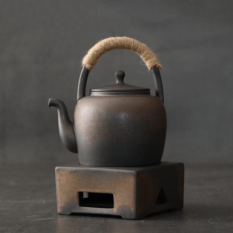 Buddha Stones Retro Brown Chinese Gongfu Tea Teiera in ceramica Kung Fu 700ml con base