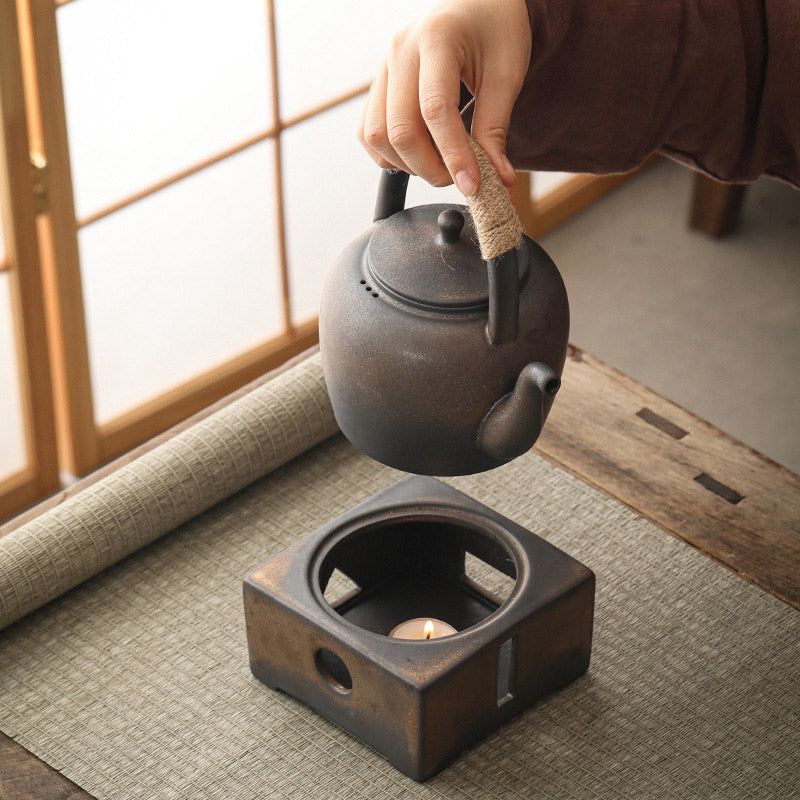 Buddha Stones Retro Brown Chinese Gongfu Tea Teiera in ceramica Kung Fu 700ml con base
