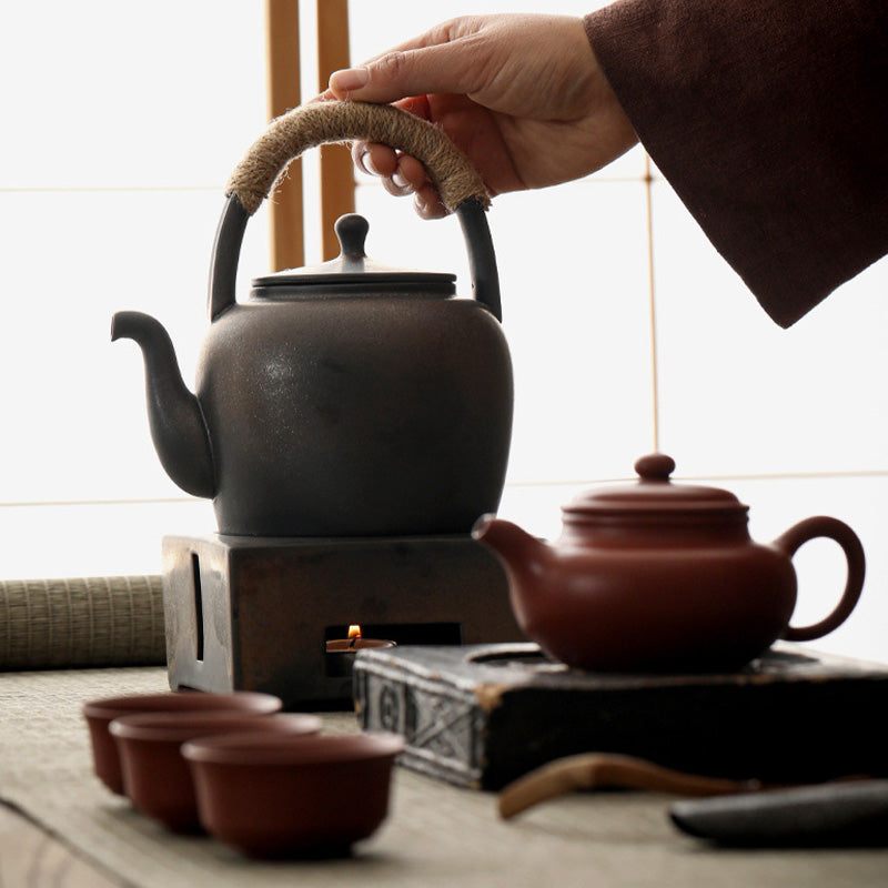 Buddha Stones Retro Brown Chinese Gongfu Tea Teiera in ceramica Kung Fu 700ml con base