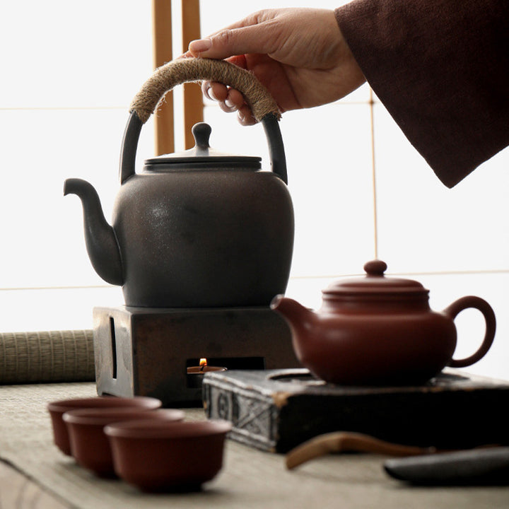 Buddha Stones Retro Brown Chinese Gongfu Tea Teiera in ceramica Kung Fu 700ml con base
