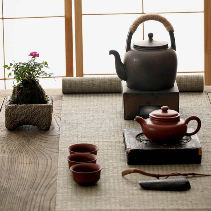 Buddha Stones Retro Brown Chinese Gongfu Tea Teiera in ceramica Kung Fu 700ml con base